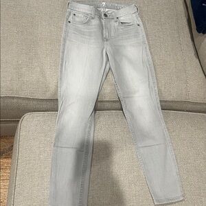 7 For All Mankind Mid-Rise Cropped Gray Jeans